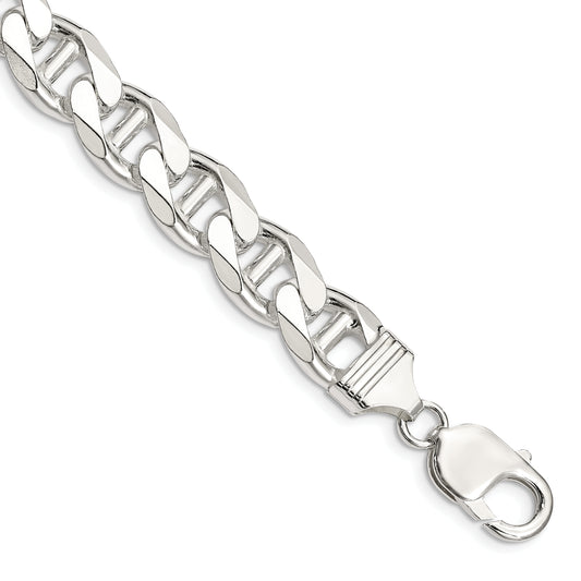 9 Inch Sterling Silver 10.8mm D/C Flat Anchor Curb Chain