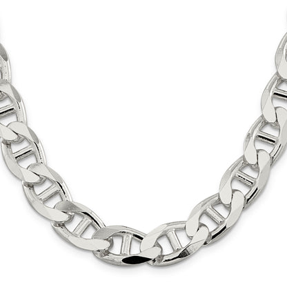 24 Inch Sterling Silver 13.5mm D/C Flat Anchor Curb Chain