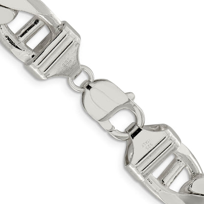 24 Inch Sterling Silver 13.5mm D/C Flat Anchor Curb Chain