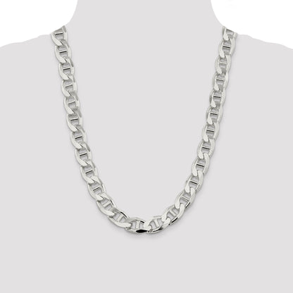 24 Inch Sterling Silver 13.5mm D/C Flat Anchor Curb Chain