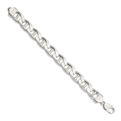 8 Inch Sterling Silver 13.5mm D/C Flat Anchor Curb Chain