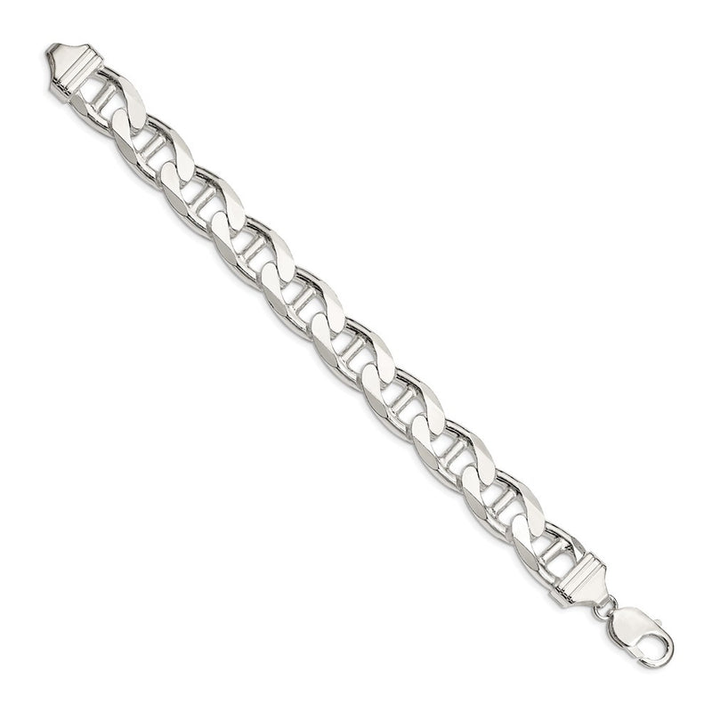 Sterling Silver 13.5mm D/C Flat Anchor Curb Chain Bracelet