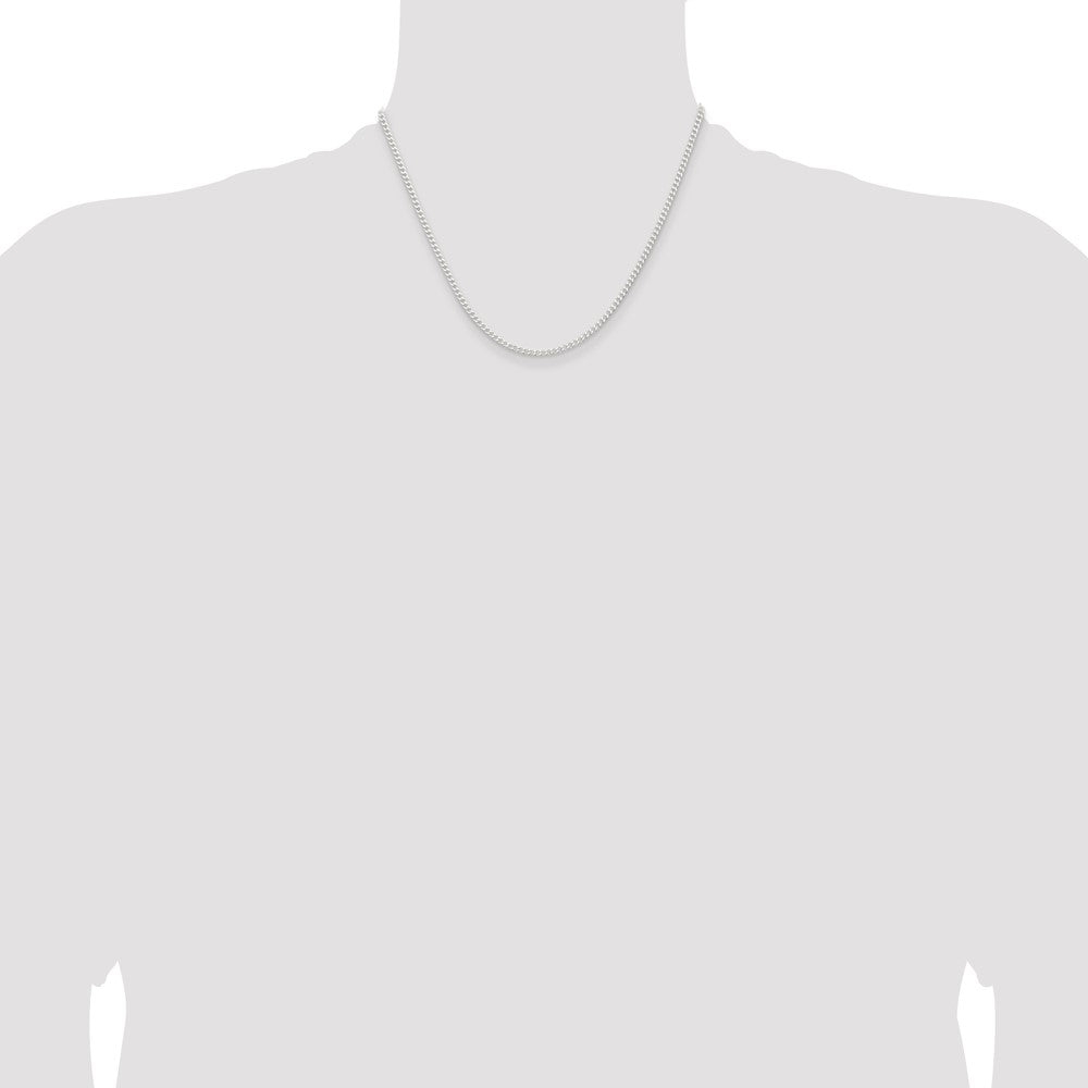 18 Inch Sterling Silver 2.3mm Beveled Curb Chain Necklace