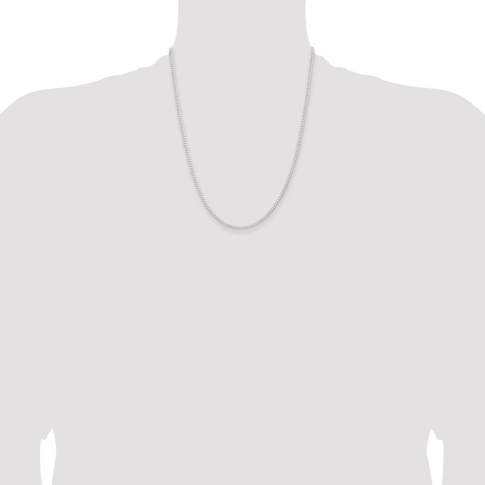 22 Inch Sterling Silver 2.3mm Beveled Curb Chain Necklace