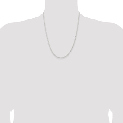 22 Inch Sterling Silver 2.3mm Beveled Curb Chain Necklace