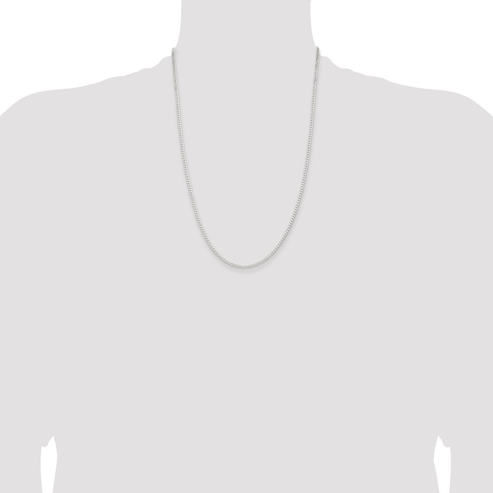 24 Inch Sterling Silver 2.3mm Beveled Curb Chain Necklace