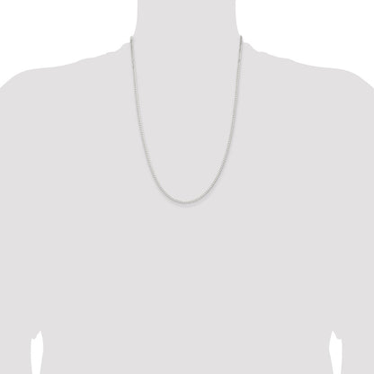 24 Inch Sterling Silver 2.3mm Beveled Curb Chain Necklace