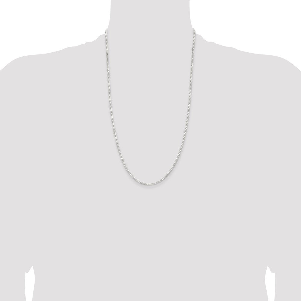 26 Inch Sterling Silver 2.3mm Beveled Curb Chain Necklace