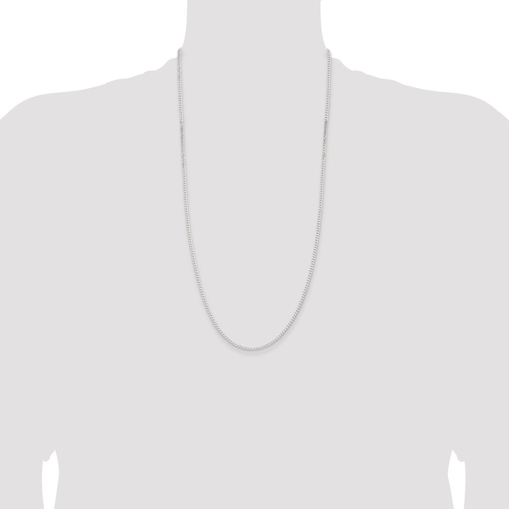 28 Inch Sterling Silver 2.3mm Beveled Curb Chain Necklace