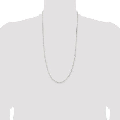 28 Inch Sterling Silver 2.3mm Beveled Curb Chain Necklace