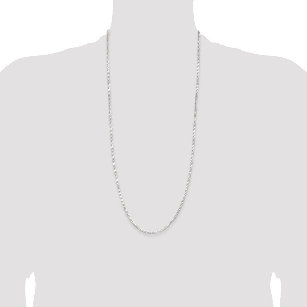 30 Inch Sterling Silver 2.3mm Beveled Curb Chain Necklace