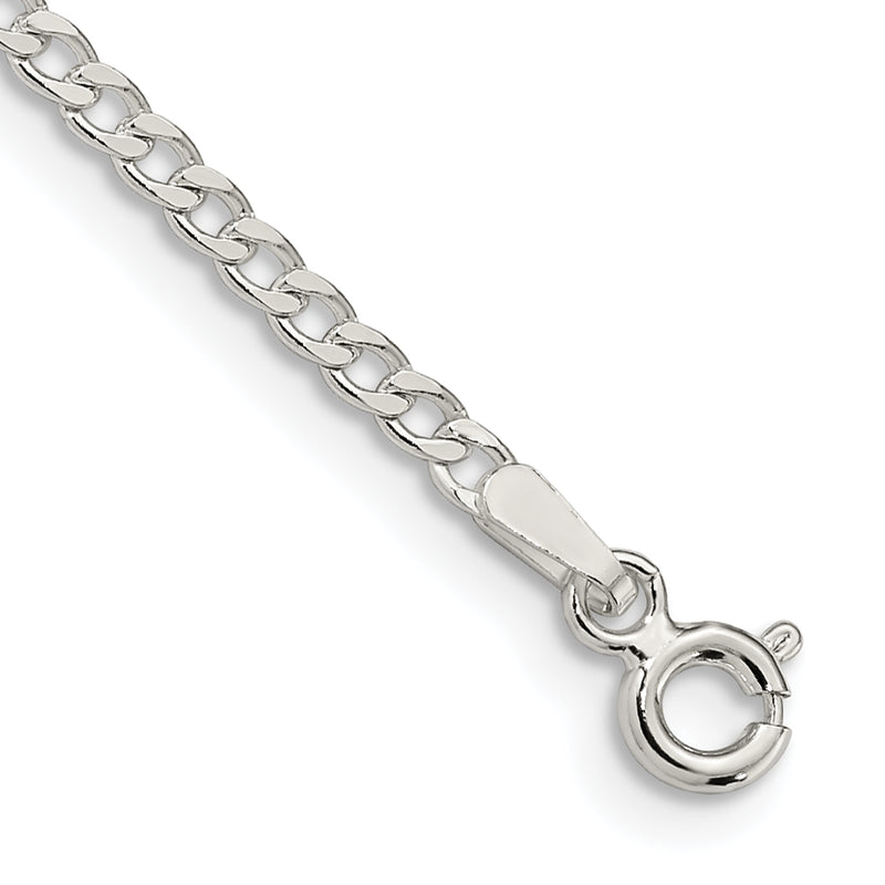 8 Inch Sterling Silver 2.3mm Beveled Curb Chain Bracelet