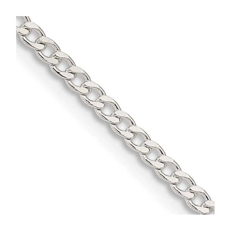 28 Inch Sterling Silver 2.3mm Beveled Curb Chain Necklace