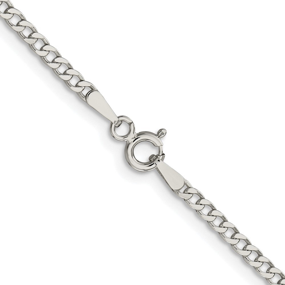Sterling Silver Rhodium-Plated 2.3mm Beveled Curb Chain