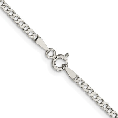 Sterling Silver Rhodium-Plated 2.3mm Beveled Curb Chain