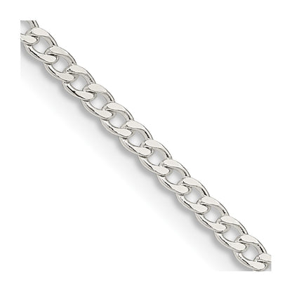16 Inch Sterling Silver 2.3mm Beveled Curb Chain Necklace