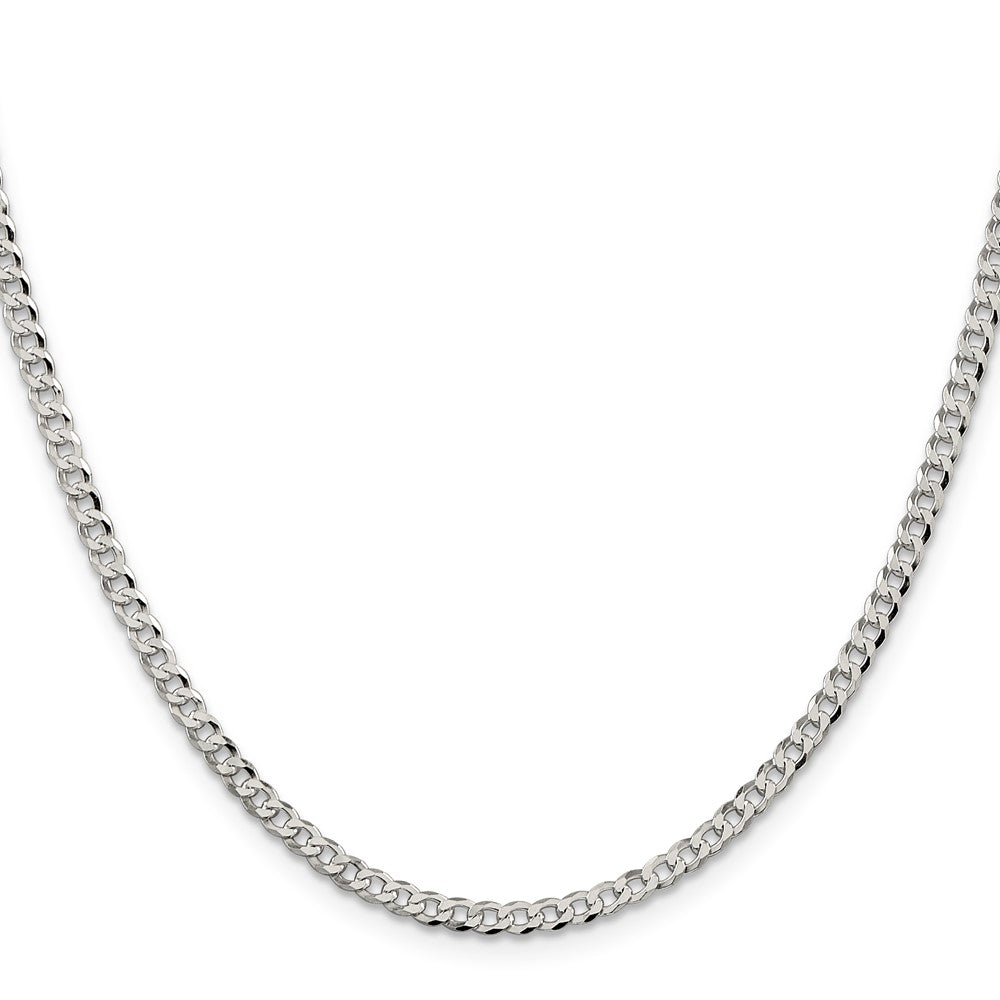 26 Inch Sterling Silver 3.2mm Beveled Curb Chain Necklace