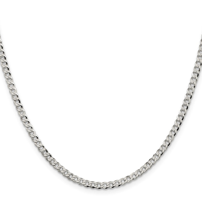 26 Inch Sterling Silver 3.2mm Beveled Curb Chain Necklace