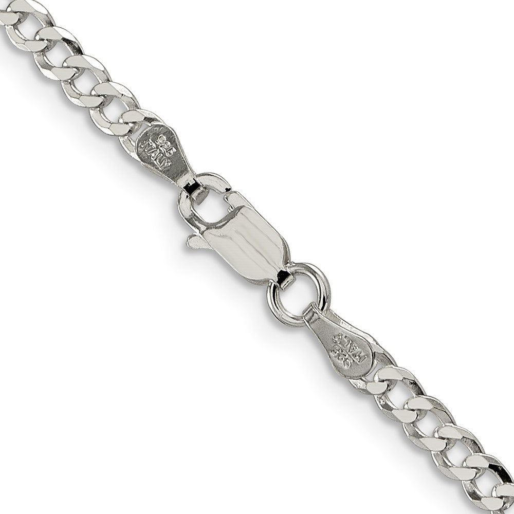 26 Inch Sterling Silver 3.2mm Beveled Curb Chain Necklace