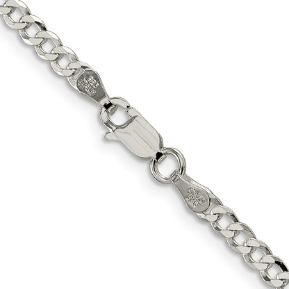 26 Inch Sterling Silver 3.2mm Beveled Curb Chain Necklace