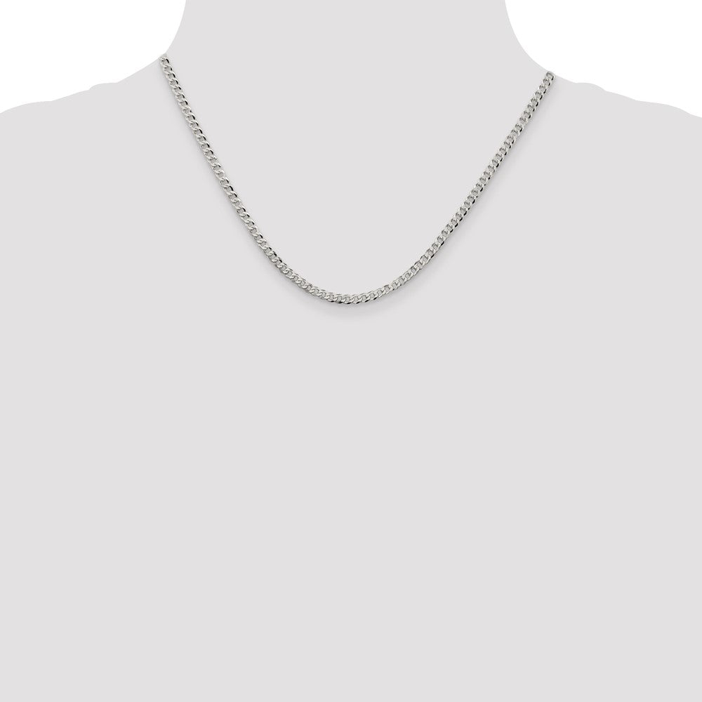 18 Inch Sterling Silver 3.2mm Beveled Curb Chain Necklace