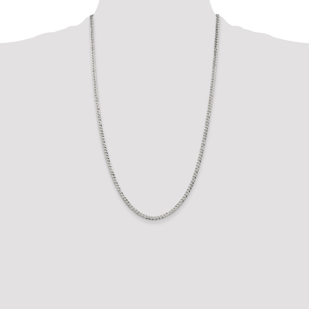 26 Inch Sterling Silver 3.2mm Beveled Curb Chain Necklace