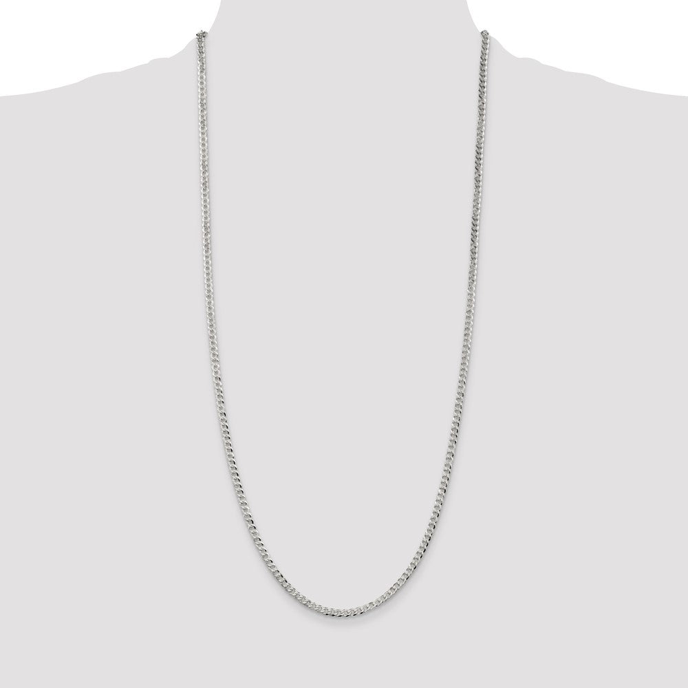 30 Inch Sterling Silver 3.2mm Beveled Curb Chain Necklace