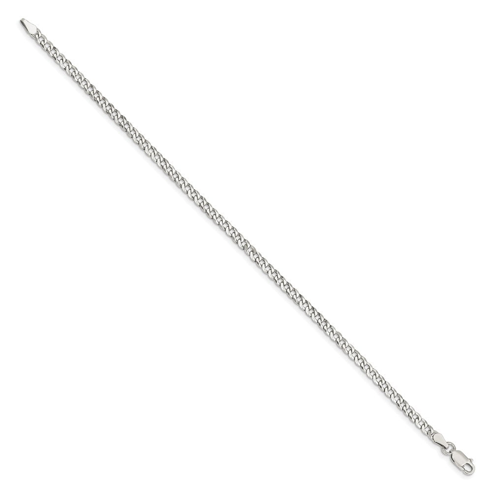 7 Inch Sterling Silver 3.2mm Beveled Curb Chain Bracelet