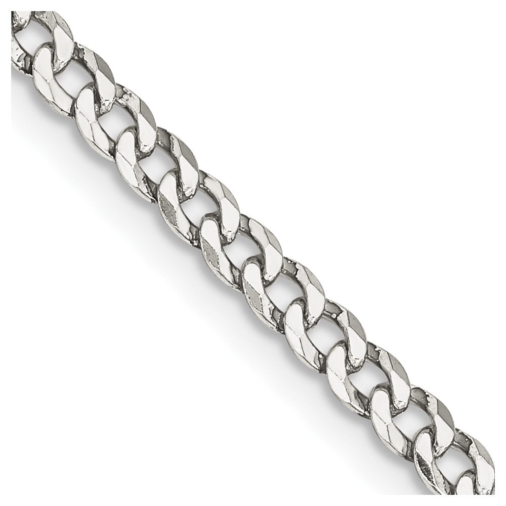 26 Inch Sterling Silver 3.2mm Beveled Curb Chain Necklace