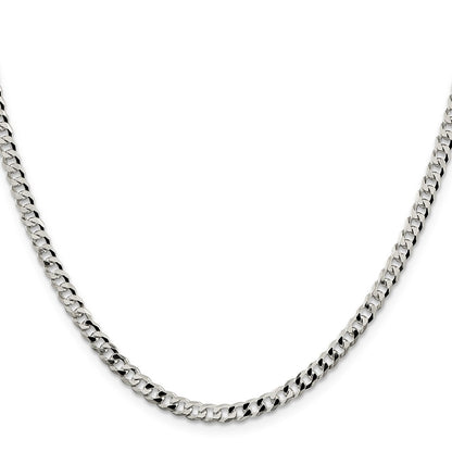 22 Inch Sterling Silver 4mm Beveled Curb Chain Necklace