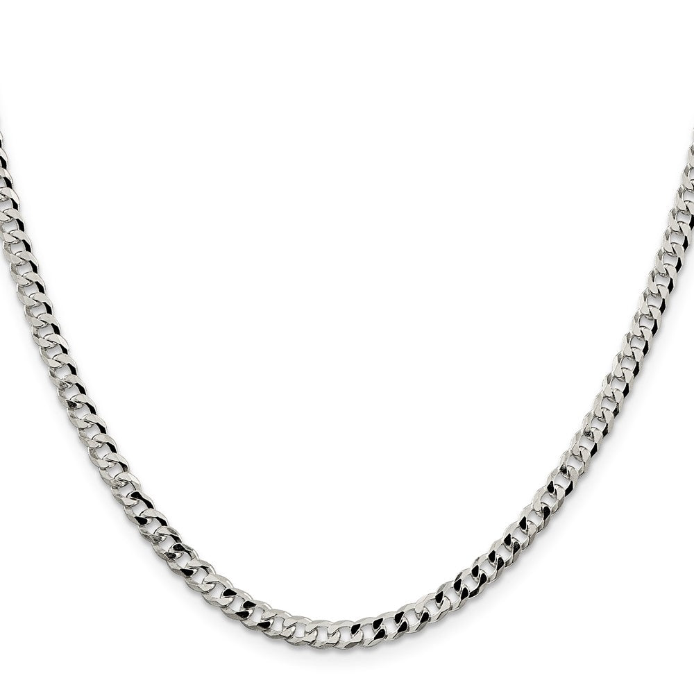 28 Inch Sterling Silver 4mm Beveled Curb Chain Necklace