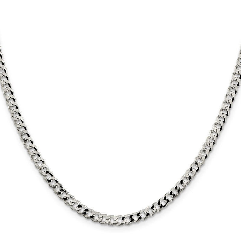 28 Inch Sterling Silver 4mm Beveled Curb Chain Necklace