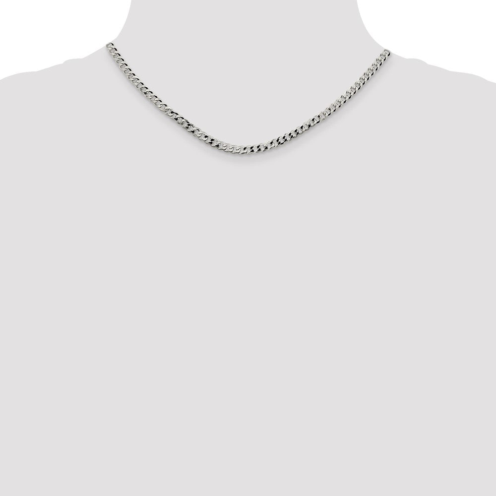 16 Inch Sterling Silver 4mm Beveled Curb Chain Necklace