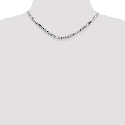 16 Inch Sterling Silver 4mm Beveled Curb Chain Necklace