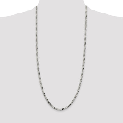 30 Inch Sterling Silver 4mm Beveled Curb Chain Necklace