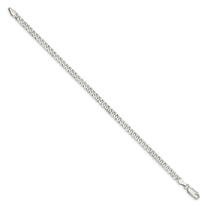 7 Inch Sterling Silver 4mm Beveled Curb Chain Bracelet