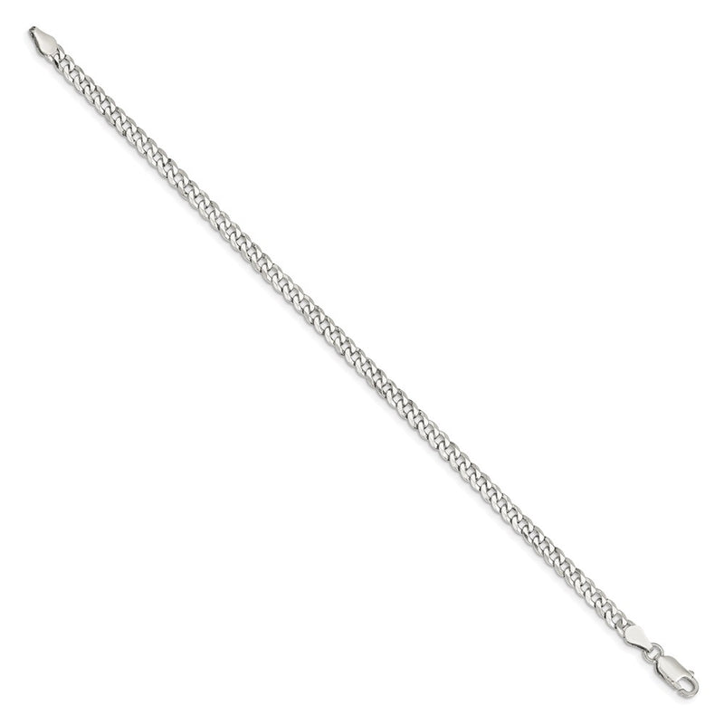 7 Inch Sterling Silver 4mm Beveled Curb Chain Bracelet
