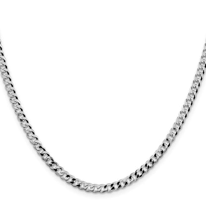Sterling Silver Rhodium-Plated 4mm Beveled Curb Chain