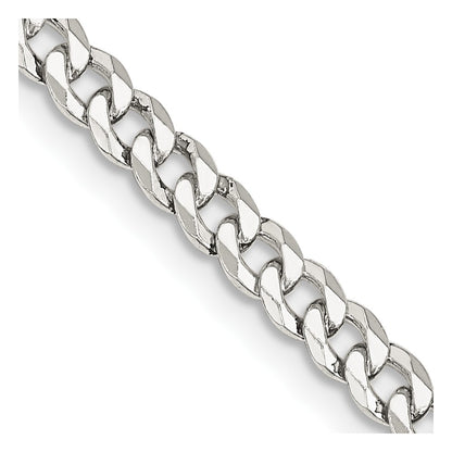 26 Inch Sterling Silver 4mm Beveled Curb Chain Necklace