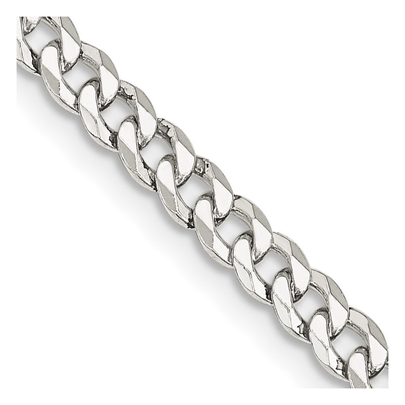 20 Inch Sterling Silver 4mm Beveled Curb Chain Necklace