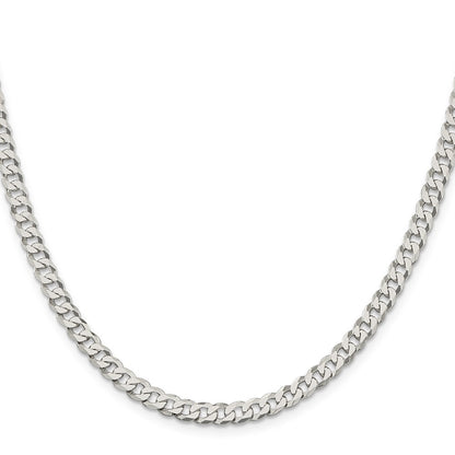 30 Inch Sterling Silver 5mm Beveled Curb Chain Necklace