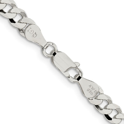 30 Inch Sterling Silver 5mm Beveled Curb Chain Necklace