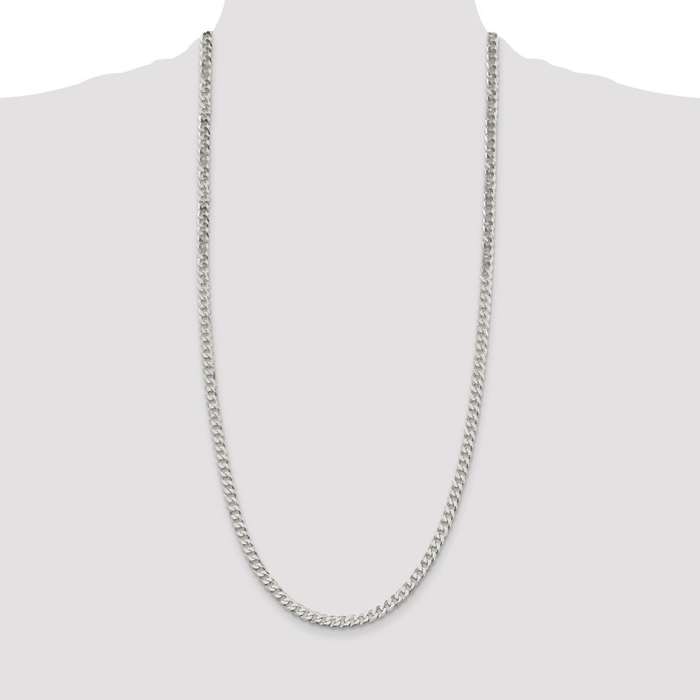 30 Inch Sterling Silver 5mm Beveled Curb Chain Necklace