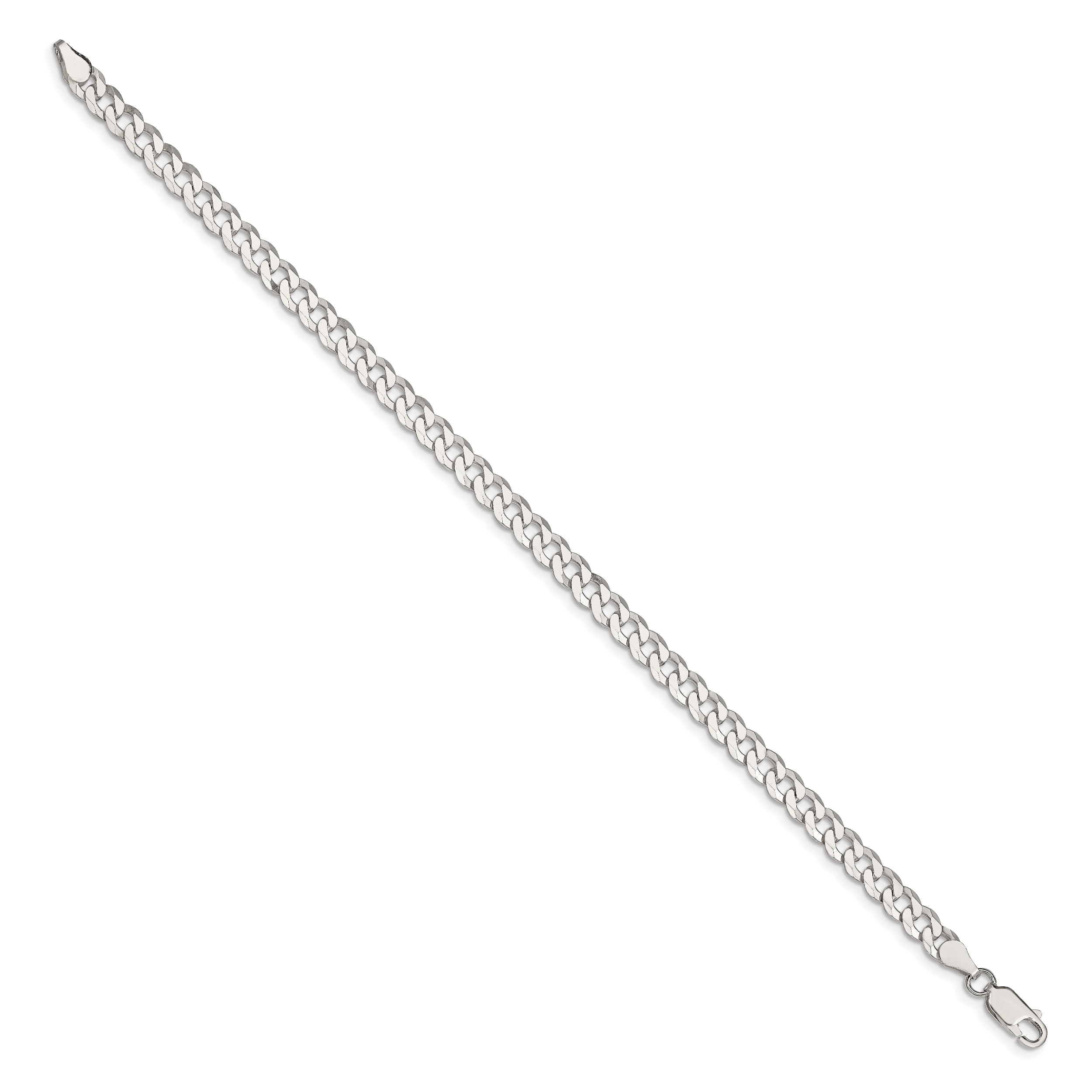 7 Inch Sterling Silver 5mm Beveled Curb Chain