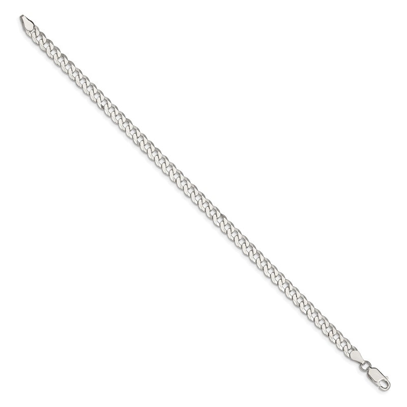 8 Inch Sterling Silver 5mm Beveled Curb Chain Bracelet