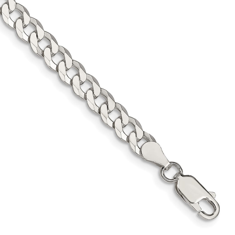 8 Inch Sterling Silver 5mm Beveled Curb Chain Bracelet