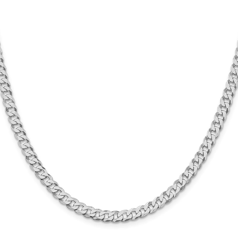 Sterling Silver Rhodium-Plated 5mm Beveled Curb Chain