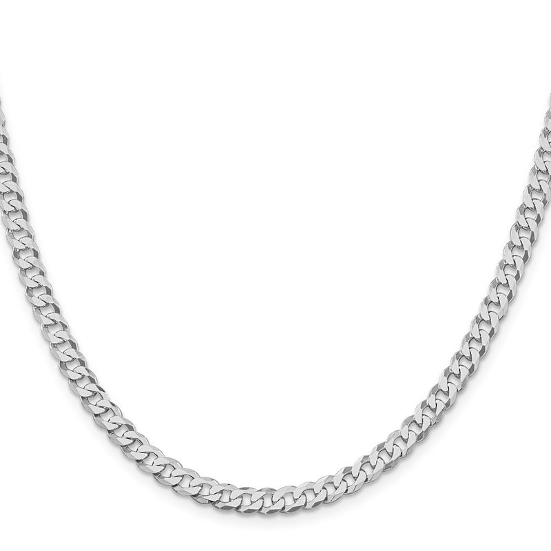 Sterling Silver Rhodium-Plated 5mm Beveled Curb Chain