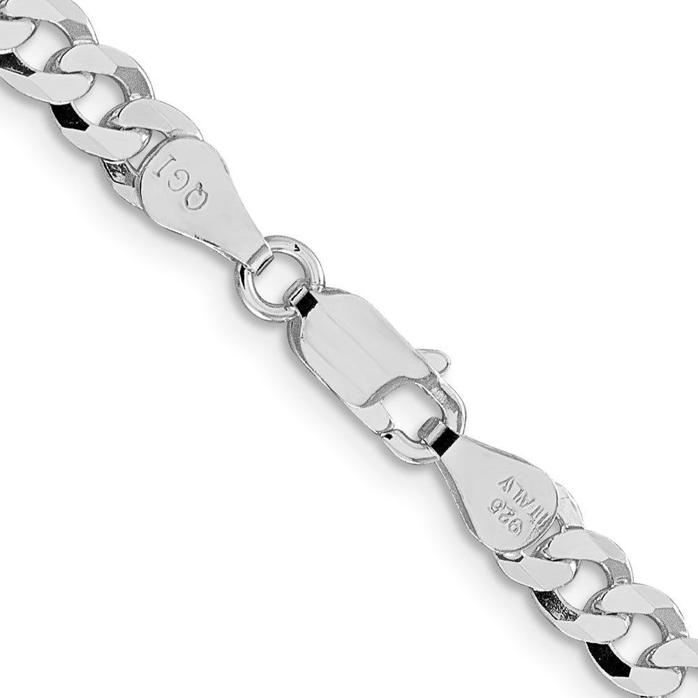 Sterling Silver Rhodium-Plated 5mm Beveled Curb Chain