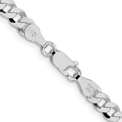 Sterling Silver Rhodium-Plated 5mm Beveled Curb Chain